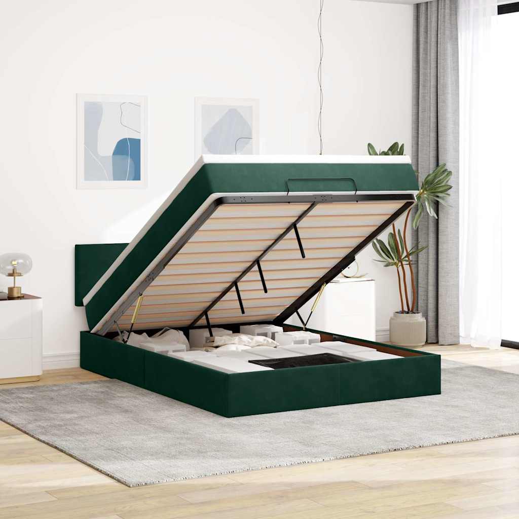 Struttura Letto Pouf con Materasso 140x190 cm in Velluto