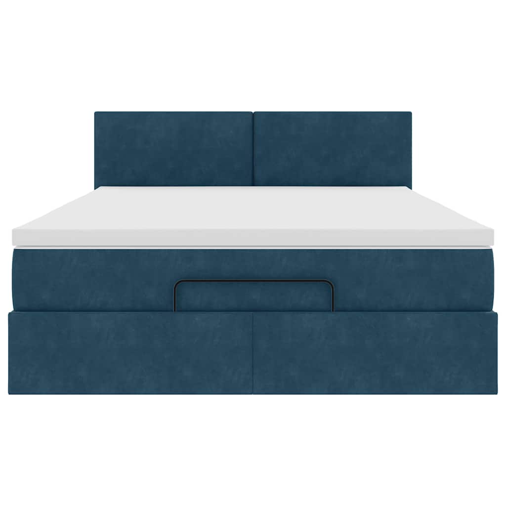 Struttura Letto Pouf con Materasso 140x190 cm in Velluto