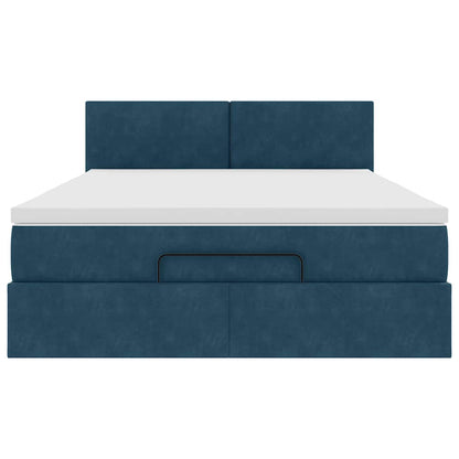 Struttura Letto Pouf con Materasso 140x190 cm in Velluto