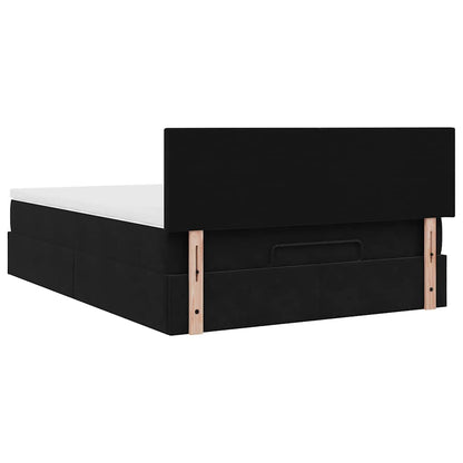 Struttura Letto Pouf con Materasso Nero 140x200 cm in Velluto