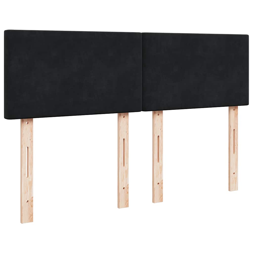 Struttura Letto Pouf con Materasso Nero 140x200 cm in Velluto