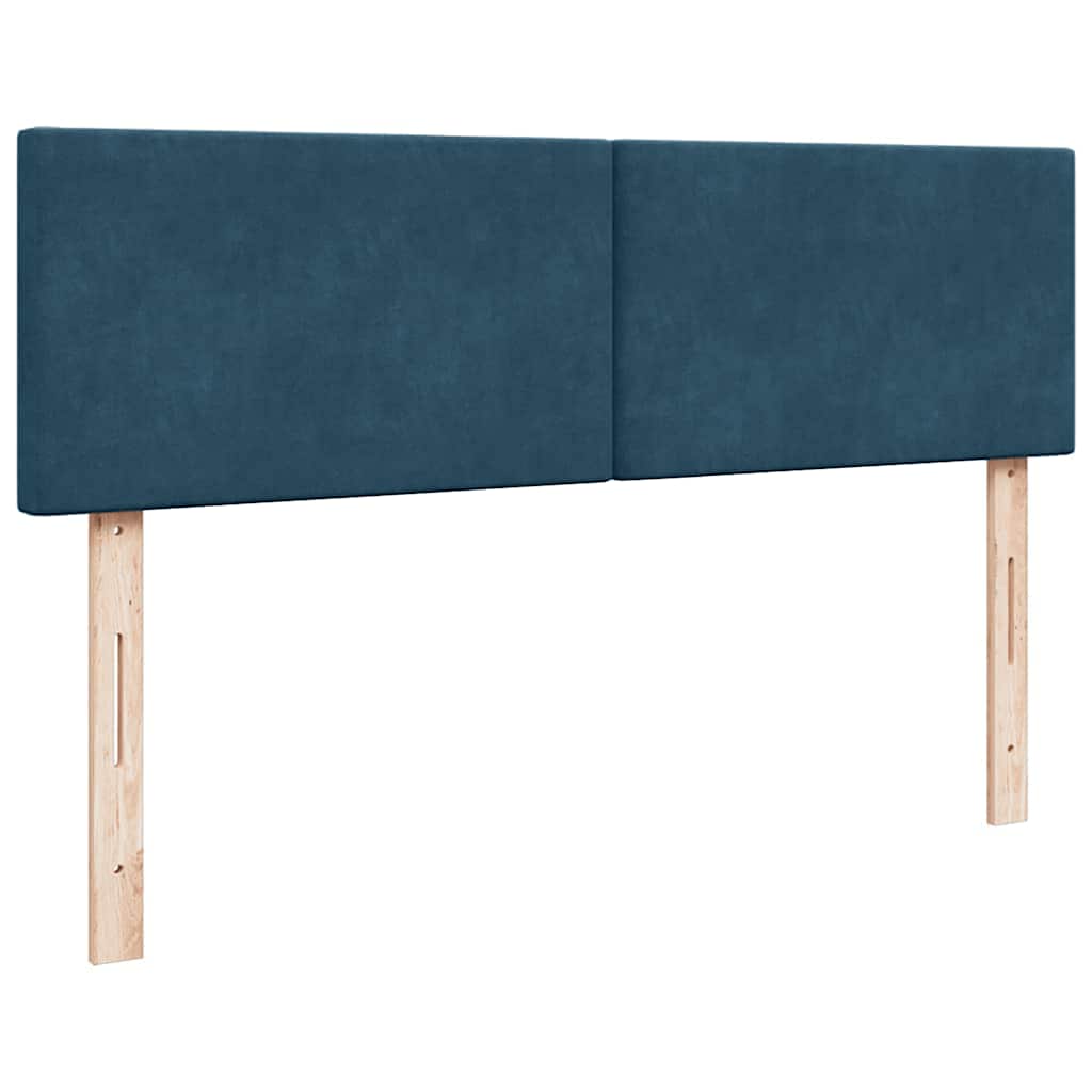 Struttura Letto Pouf con Materasso Blu 140x200cm in Velluto