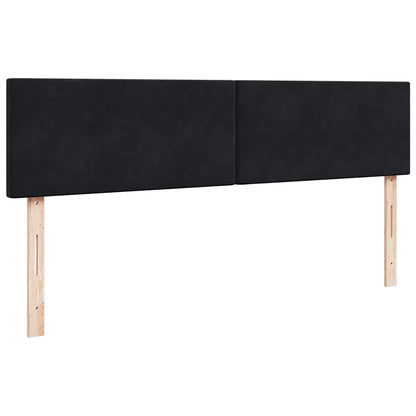 Struttura Letto Pouf con Materasso Nero 160x200 cm in Velluto