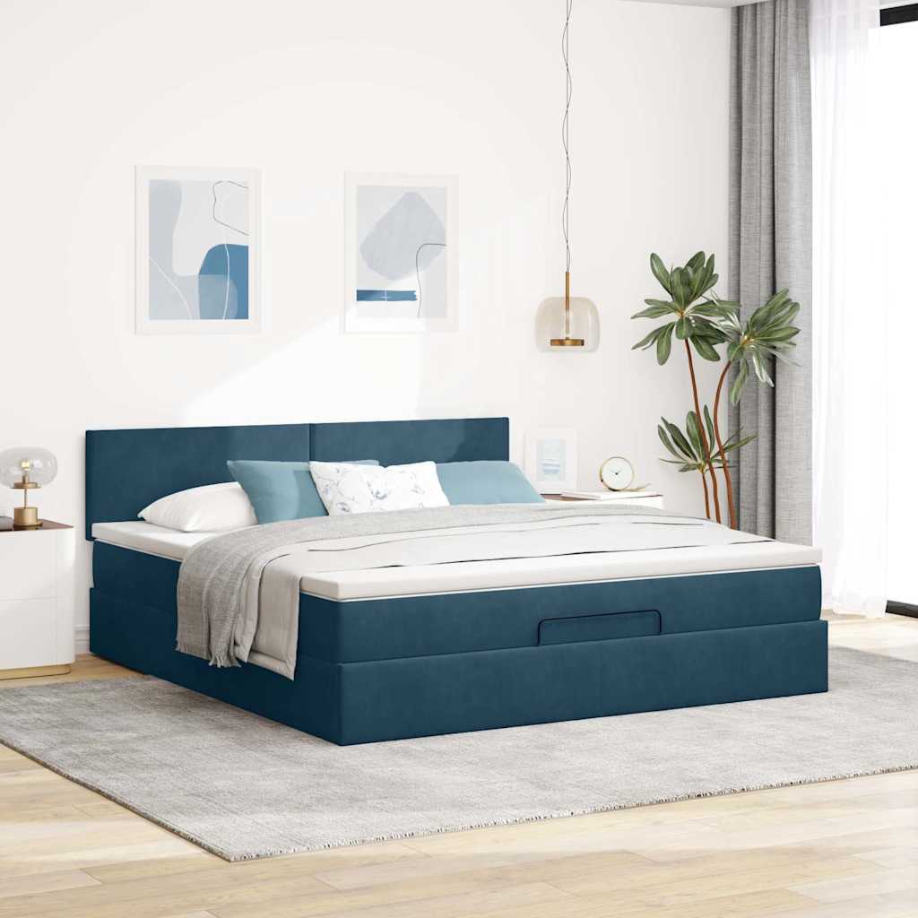 Struttura Letto Pouf con Materasso 160x200 cm in Velluto | homemem39