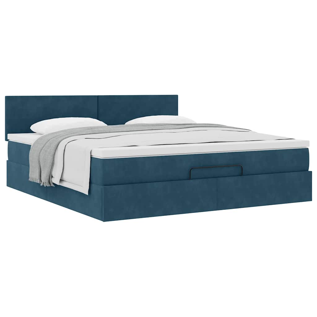Struttura Letto Pouf con Materasso 160x200 cm in Velluto | homemem39