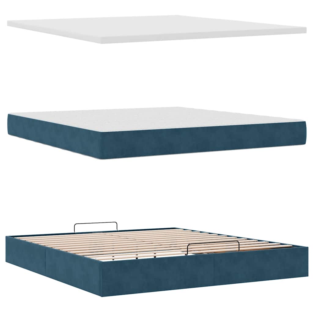 Struttura Letto Pouf con Materasso 160x200 cm in Velluto | homemem39