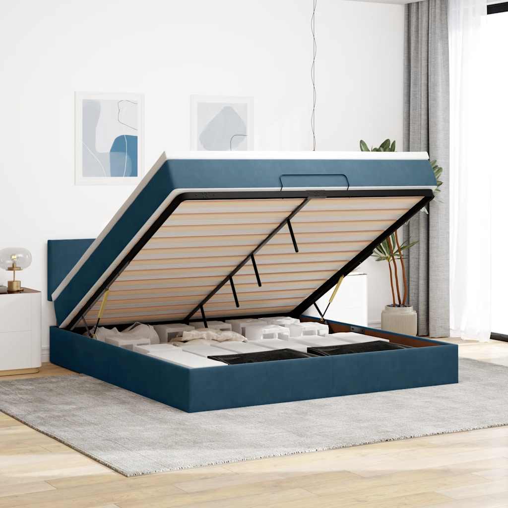 Struttura Letto Pouf con Materasso 160x200 cm in Velluto