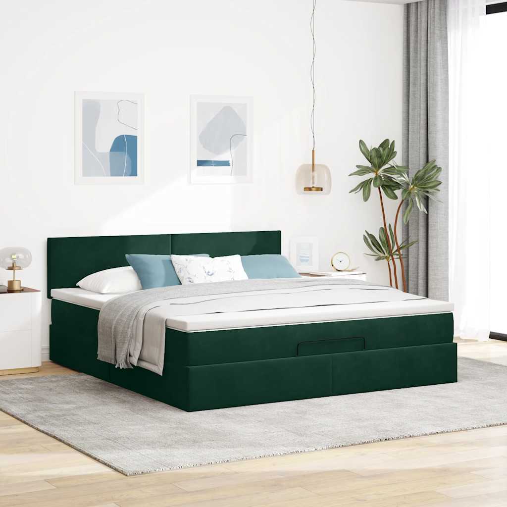 Struttura Letto Pouf con Materasso 180x200 cm in Velluto
