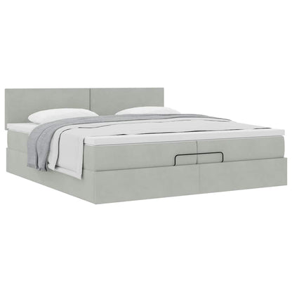 Struttura Letto Pouf con Materasso 200x200 cm in Velluto | homemem39