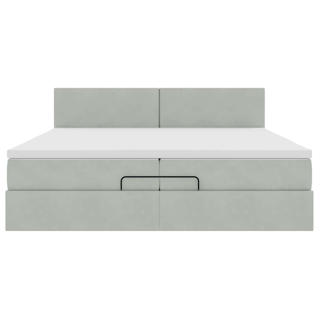Struttura Letto Pouf con Materasso 200x200 cm in Velluto | homemem39