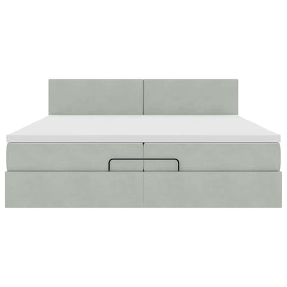 Struttura Letto Pouf con Materasso 200x200 cm in Velluto | homemem39