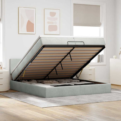 Struttura Letto Pouf con Materasso 200x200 cm in Velluto | homemem39