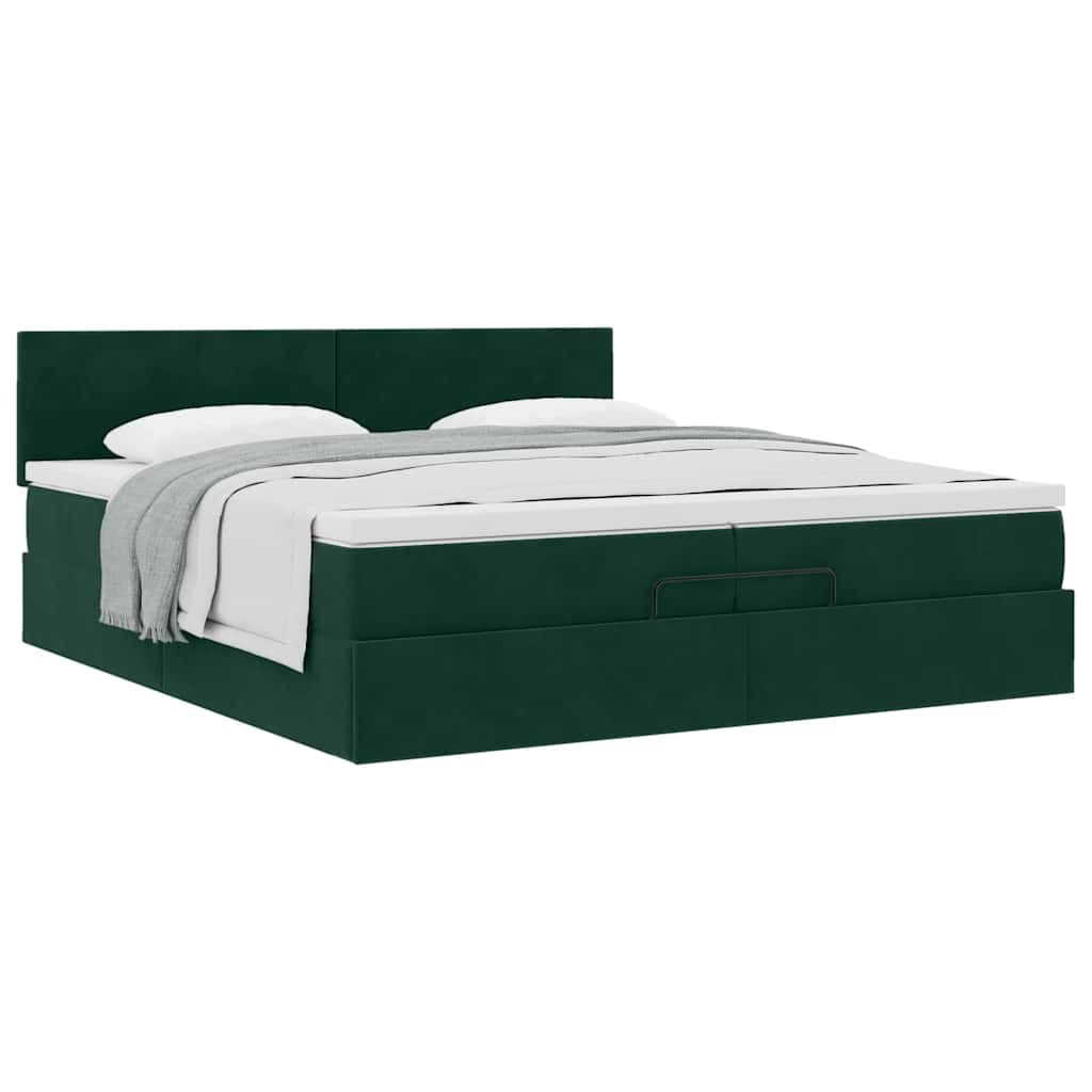 Struttura Letto Pouf con Materasso 200x200 cm in Velluto | homemem39