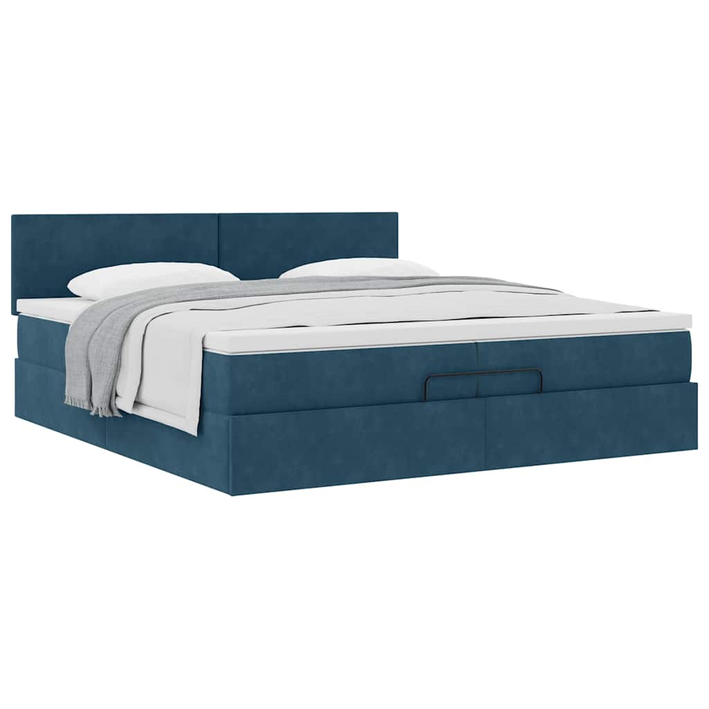 Struttura Letto Pouf con Materasso 200x200 cm in Velluto | homemem39