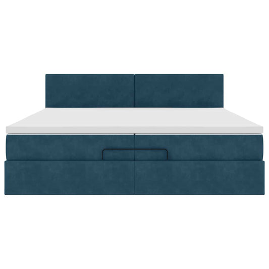 Struttura Letto Pouf con Materasso 200x200 cm in Velluto