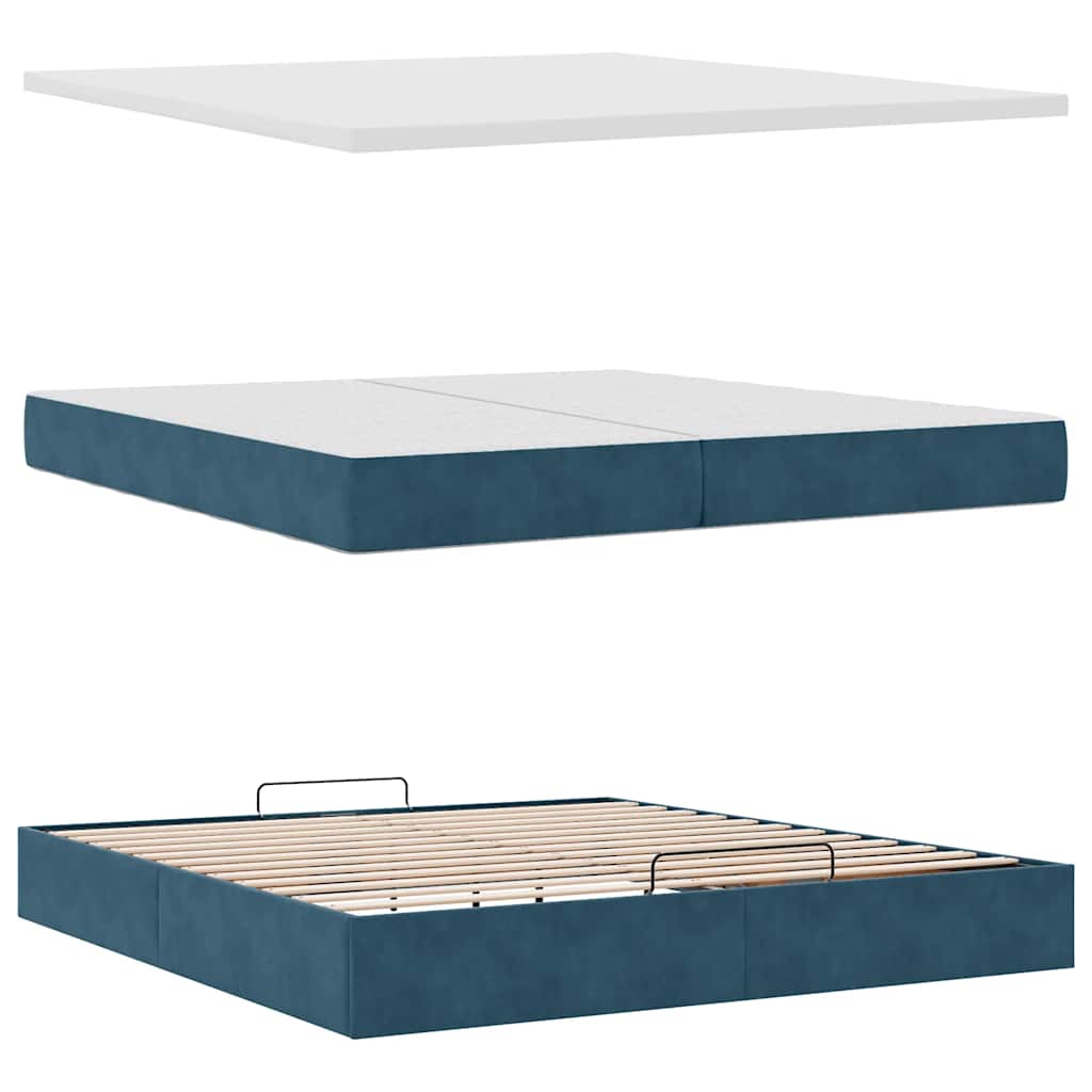 Struttura Letto Pouf con Materasso 200x200 cm in Velluto | homemem39
