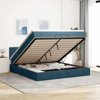 Struttura Letto Pouf con Materasso 200x200 cm in Velluto | homemem39