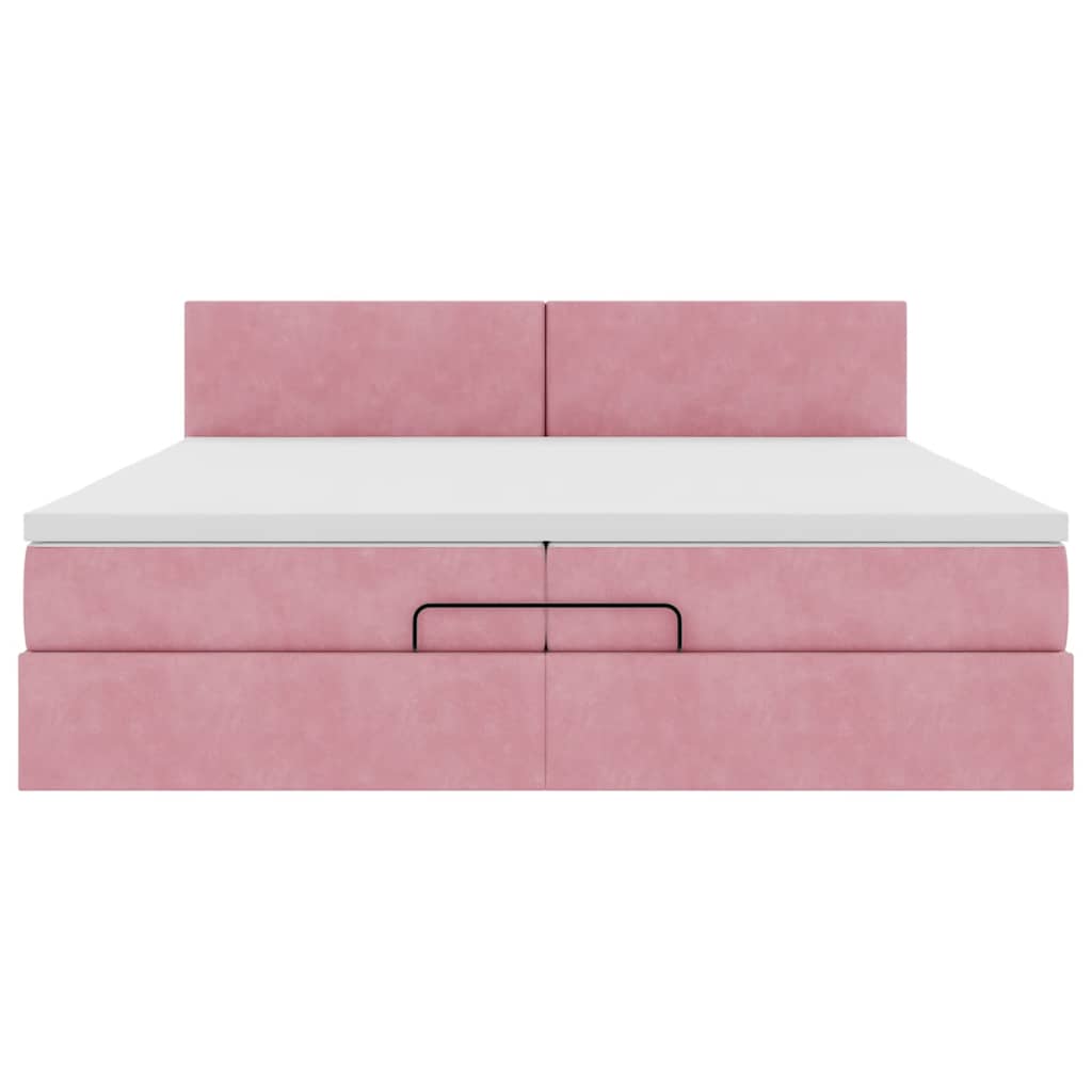 Struttura Letto Pouf con Materasso Rosa 200x200 cm Velluto | homemem39