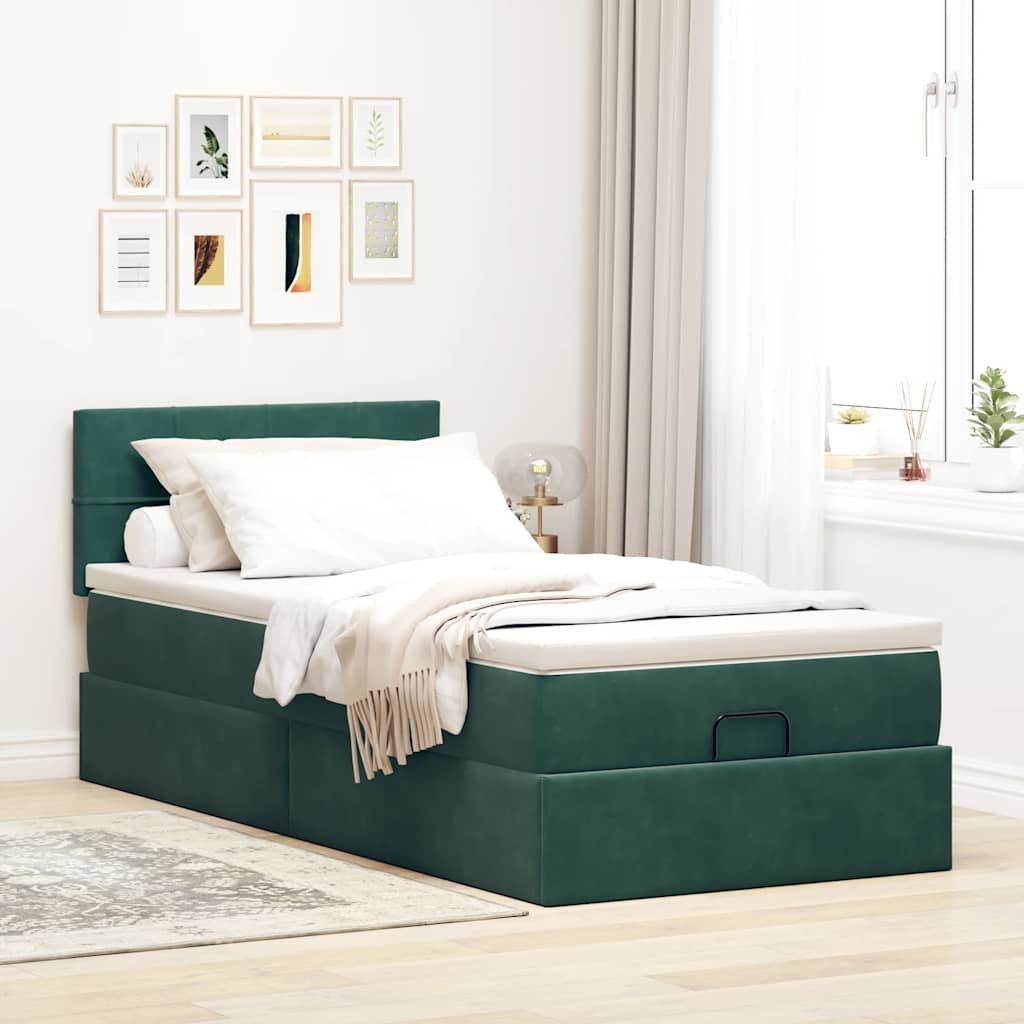 Struttura Letto Pouf con Materasso 80x200 cm Velluto