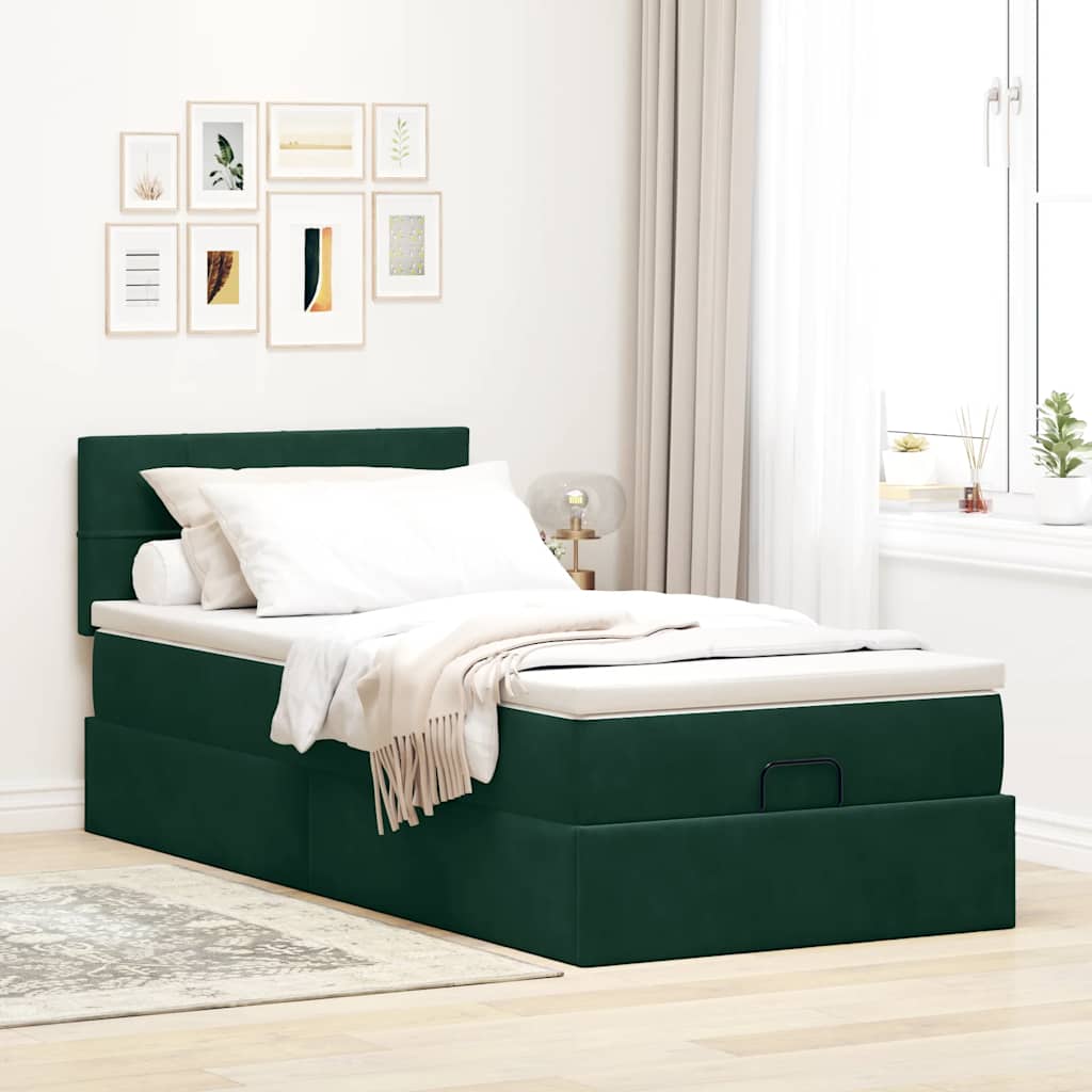 Struttura Letto Pouf con Materasso 80x200 cm Velluto