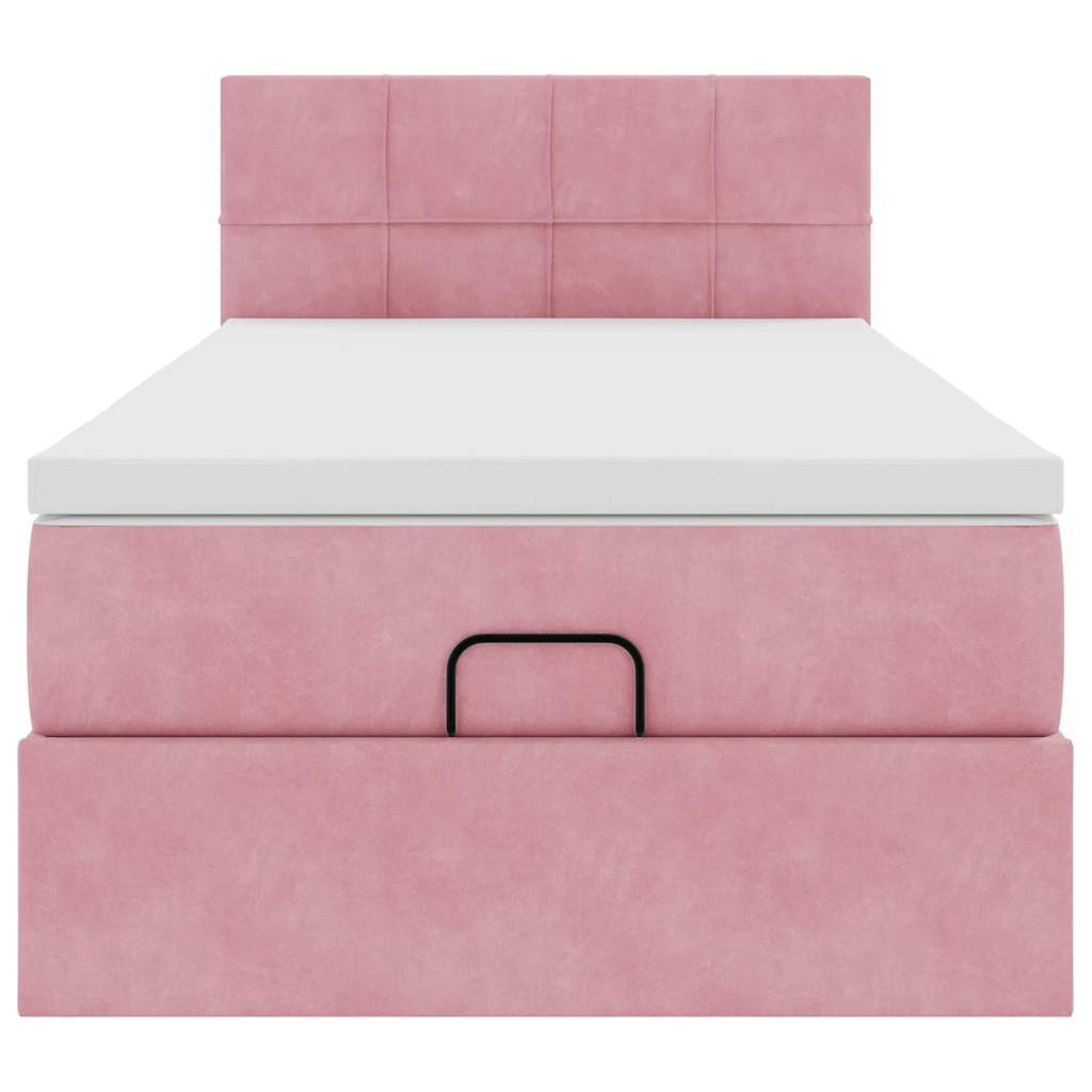 Struttura Letto Pouf con Materasso Rosa 80x200 cm Velluto