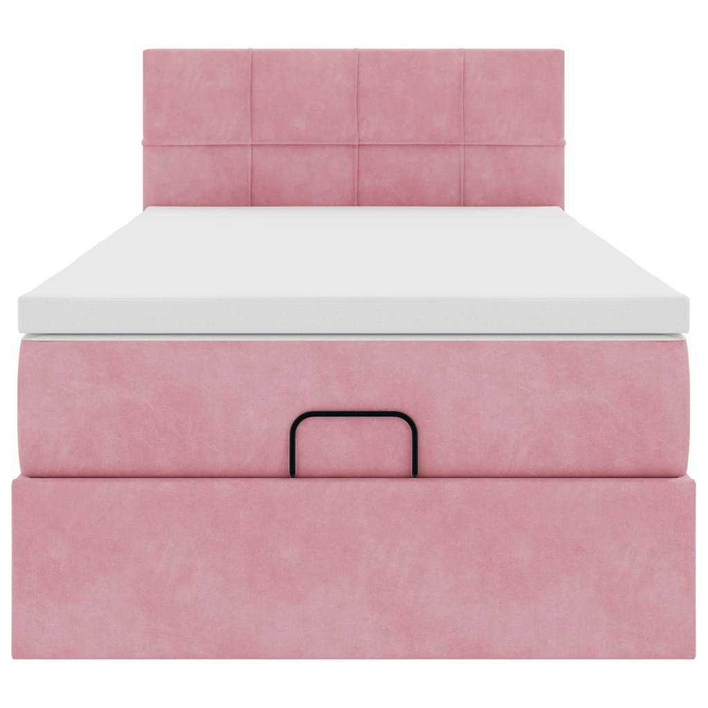 Struttura Letto Pouf con Materasso Rosa 80x200 cm Velluto