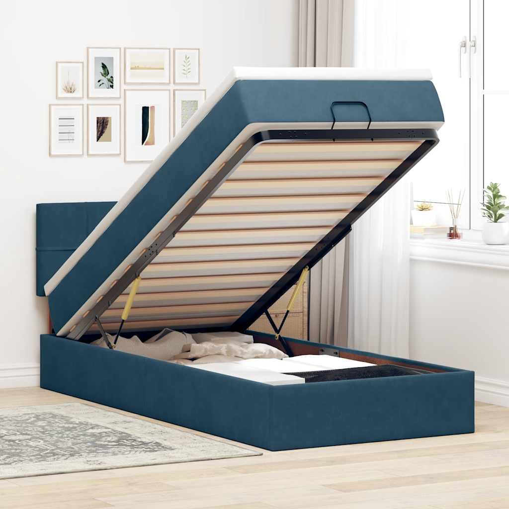 Struttura Letto Pouf con Materasso 90x190 cm in Velluto | homemem39