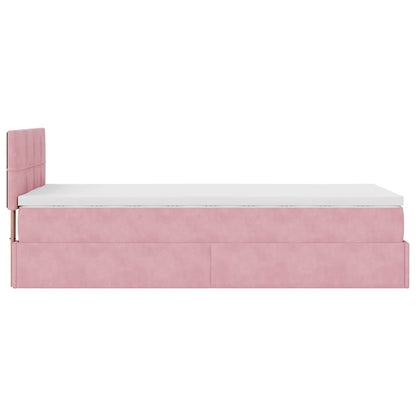 Struttura Letto Pouf con Materasso Rosa 90x190 cm in Velluto