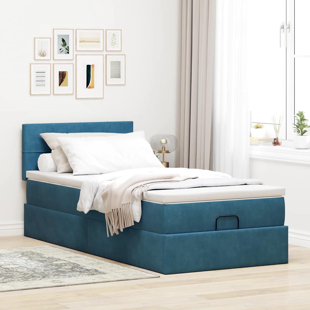 Struttura Letto Pouf con Materasso 90x200 cm in Velluto - homemem39