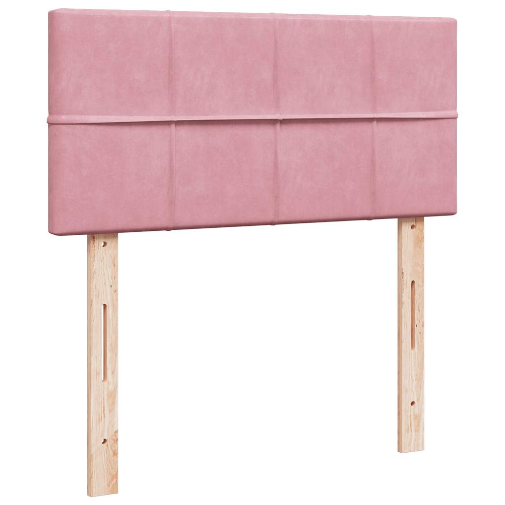 Struttura Letto Pouf con Materasso Rosa 90x200 cm in Velluto