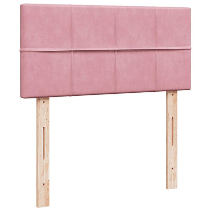 Struttura Letto Pouf con Materasso Rosa 90x200 cm in Velluto