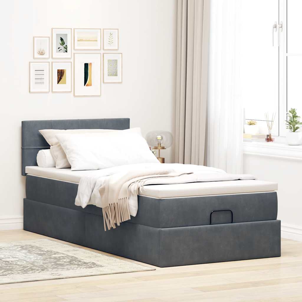 Struttura Letto Pouf con Materasso 100x200 cm Velluto