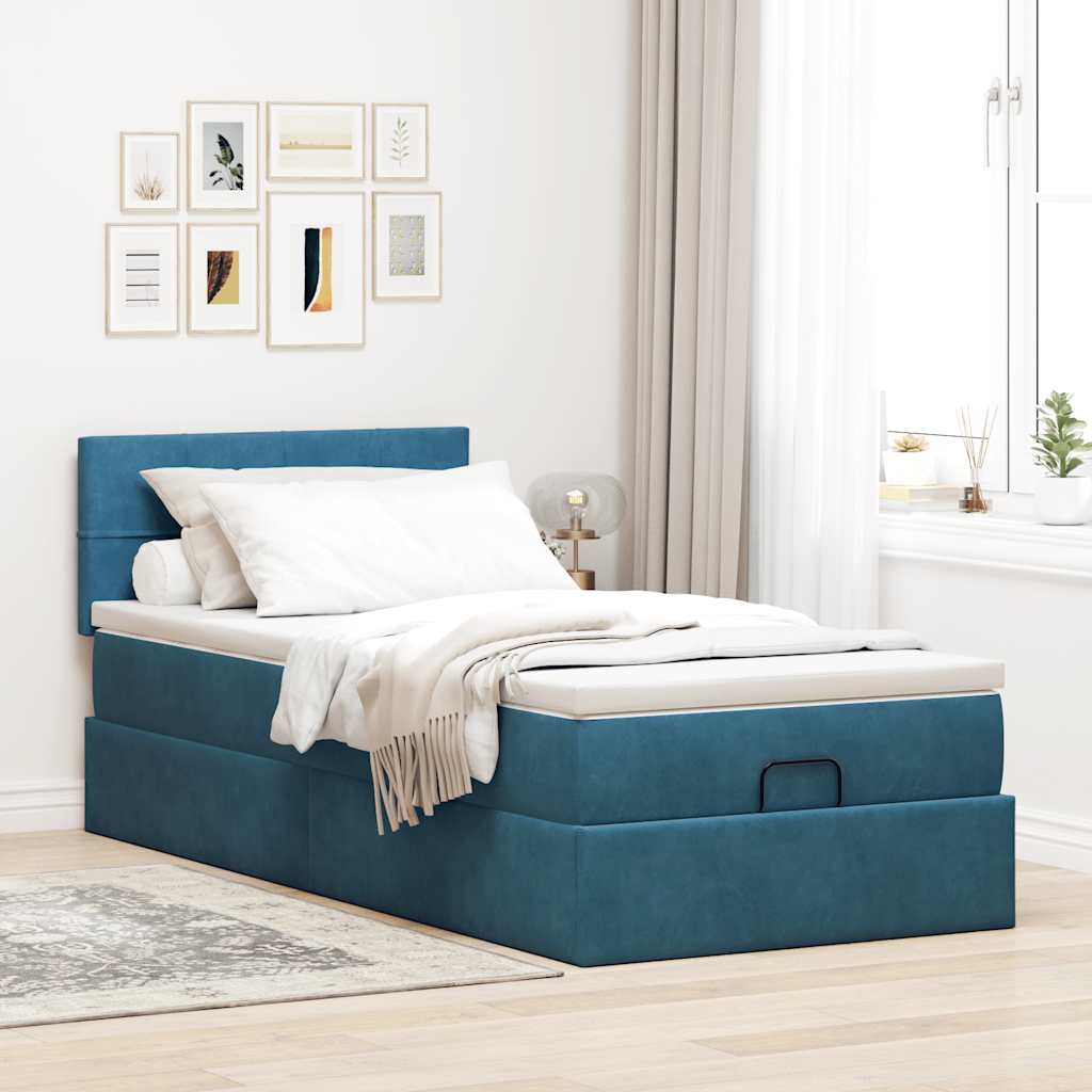 Struttura Letto Pouf con Materasso 100x200 cm Velluto - homemem39