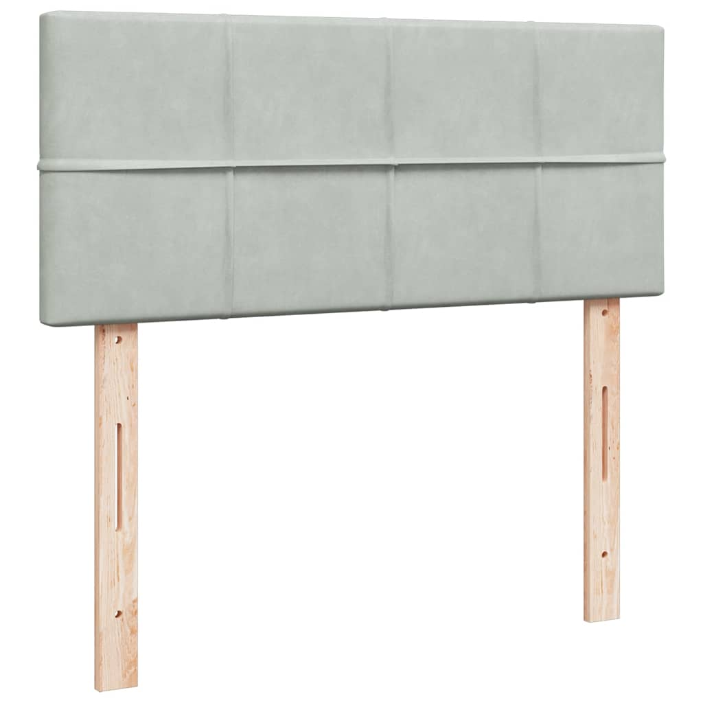 Pouf Letto con Materasso Grigio Chiaro 120x190 cm in Velluto