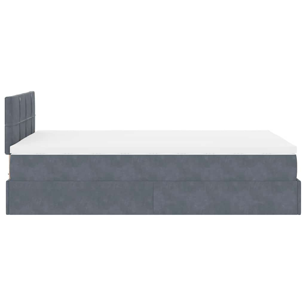 Pouf Letto con Materasso Grigio Scuro 120x190 cm Velluto