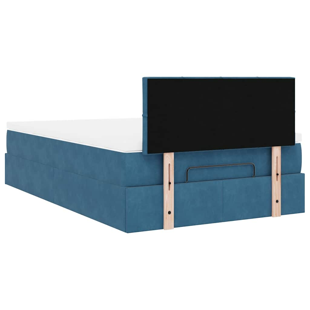 Pouf Letto con Materasso Blu Scuro 120x190 cm Velluto