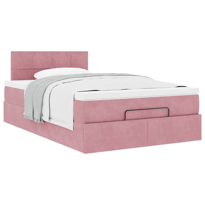 Pouf Letto con Materasso Rosa 120x190 cm Velluto