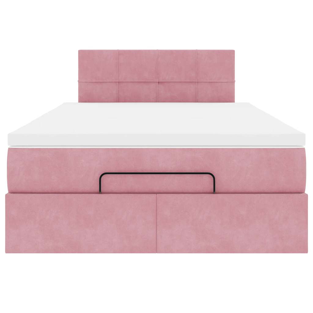 Pouf Letto con Materasso Rosa 120x190 cm Velluto