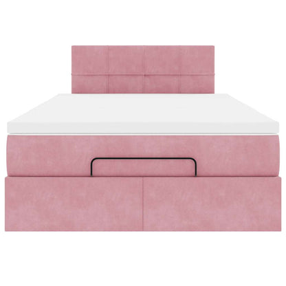 Pouf Letto con Materasso Rosa 120x190 cm Velluto