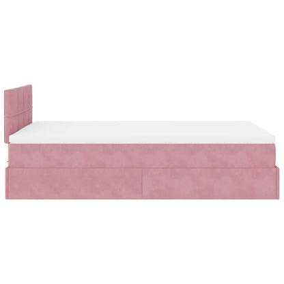 Pouf Letto con Materasso Rosa 120x190 cm Velluto