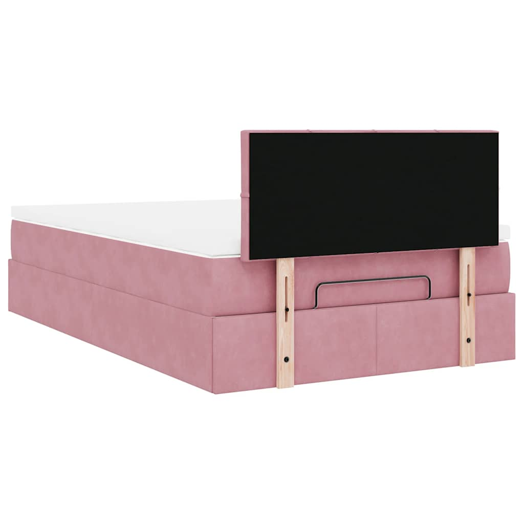 Pouf Letto con Materasso Rosa 120x190 cm Velluto