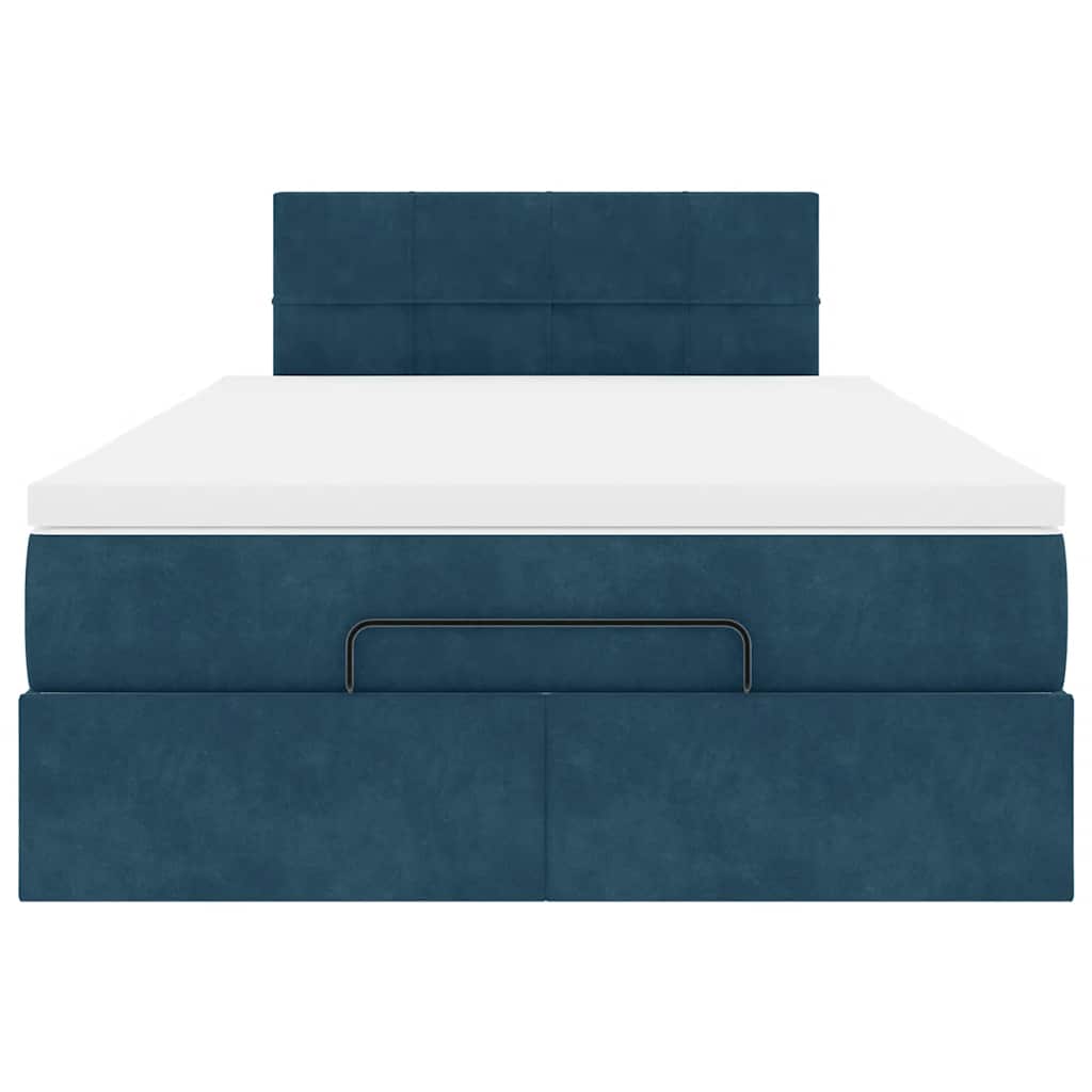 Struttura Letto Pouf con Materasso Blu Scuro 120x200 cm Velluto | homemem39