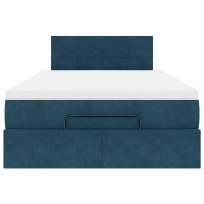 Struttura Letto Pouf con Materasso Blu Scuro 120x200 cm Velluto | homemem39