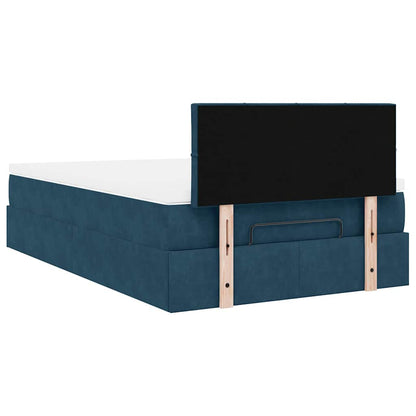 Struttura Letto Pouf con Materasso Blu Scuro 120x200 cm Velluto
