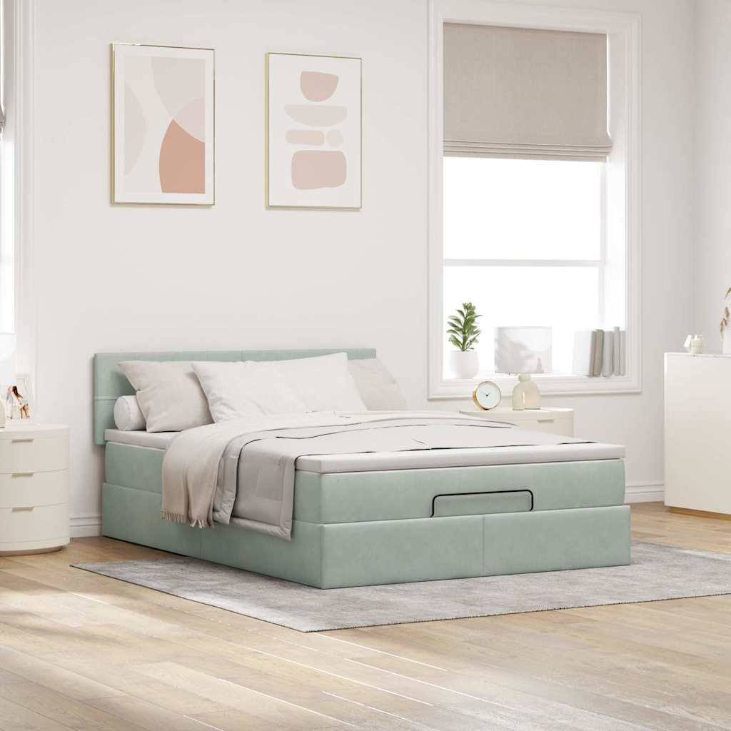 Struttura Letto Pouf con Materasso 140x190 cm Velluto | homemem39
