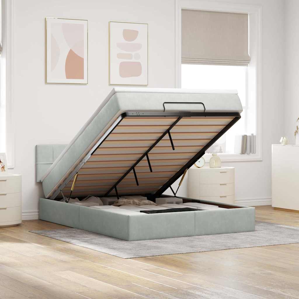 Struttura Letto Pouf con Materasso 140x200 cm in Velluto