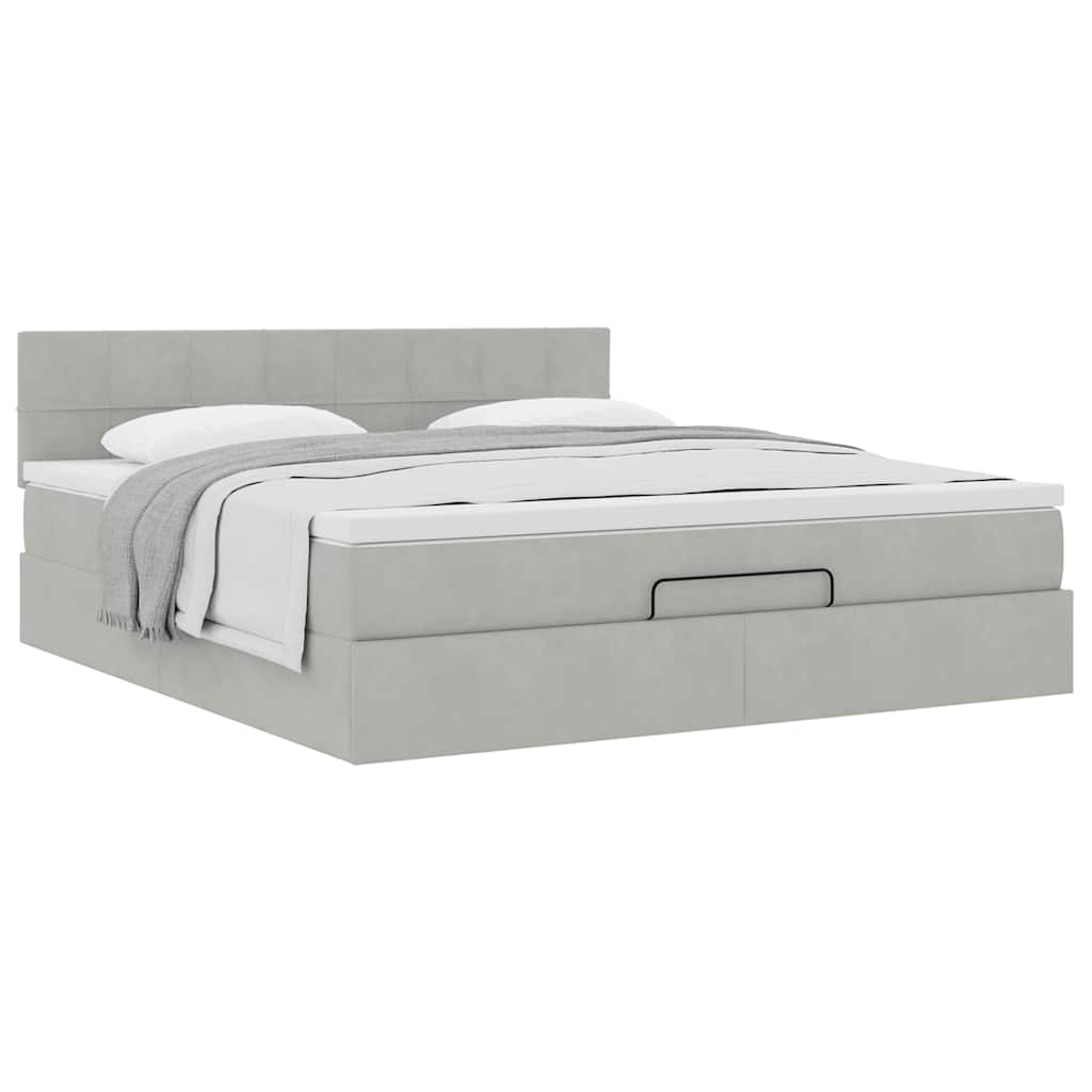 Struttura Letto Pouf con Materasso 160x200 cm in Velluto