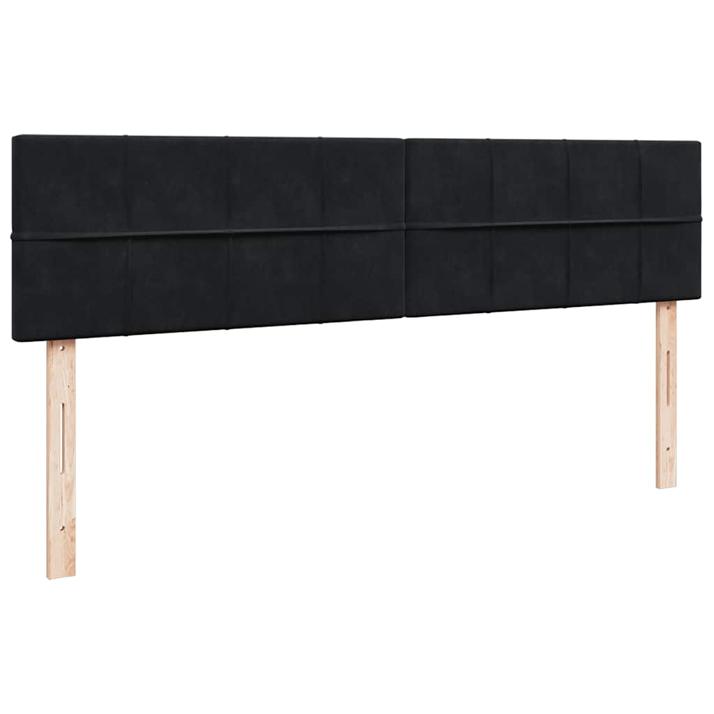 Struttura Letto Pouf con Materasso Nero 160x200 cm in Velluto