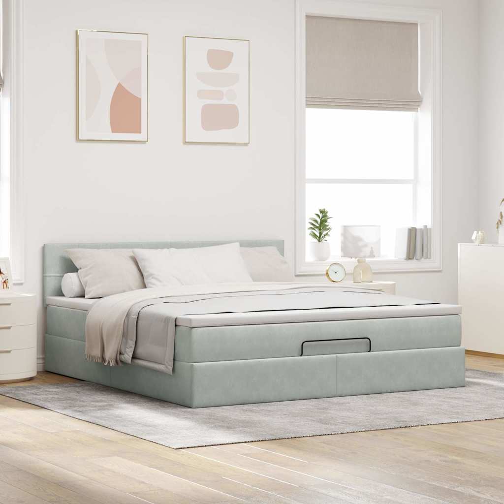 Struttura Letto Pouf con Materasso 180x200 cm in Velluto | homemem39