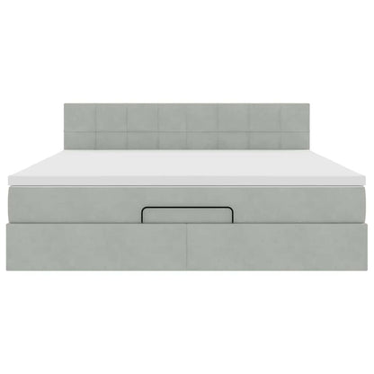 Struttura Letto Pouf con Materasso 180x200 cm in Velluto | homemem39